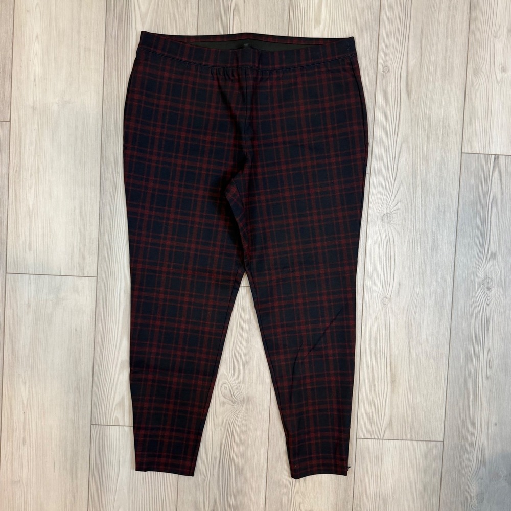 Talbots Petites Red‎ Black Plaid Ankle Leggings Pants XLP New 50078646